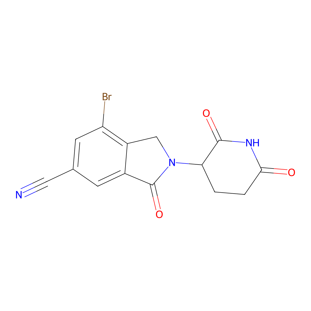 1H-Isoindole-5-carbonitrile, 7-bromo-2-(2,6-dioxo-3-piperidinyl)-2,3-dihydro-3-oxo- molecular structure, CAS 2438238-19-6