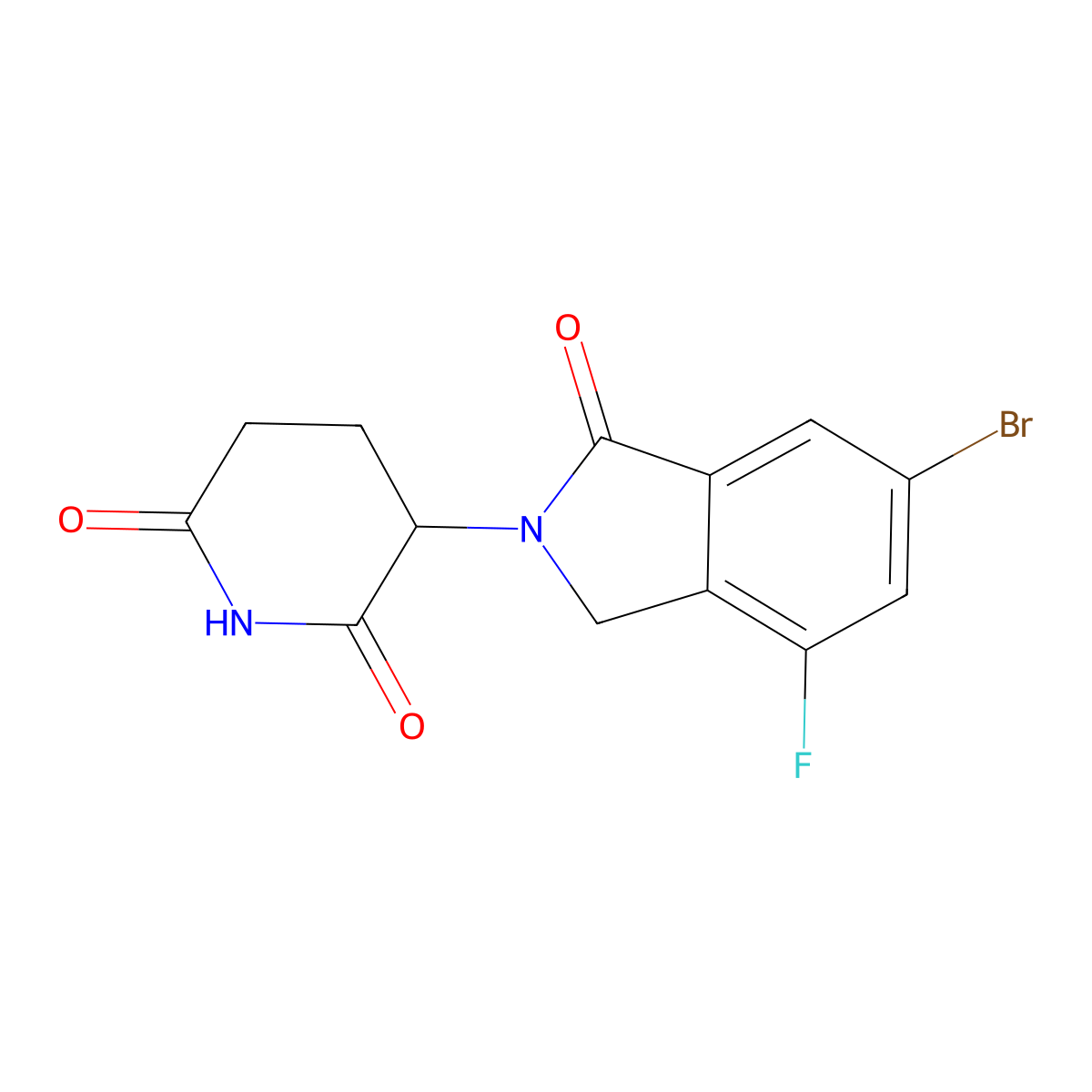 3-(6-Bromo-4-fluoro-1-oxoisoindolin-2-YL)piperidine-2,6-dione molecular structure, CAS 2438240-69-6