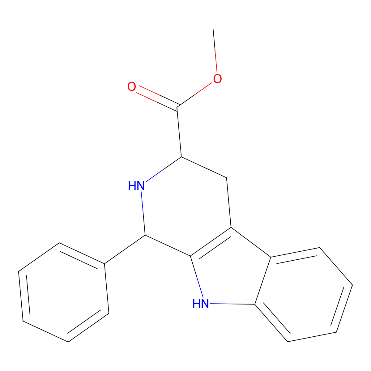 methyl (3S)-1-phenyl-2,3,4,9-tetrahydro-1H-beta-carboline-3-carboxylate molecular structure, CAS 243842-54-8