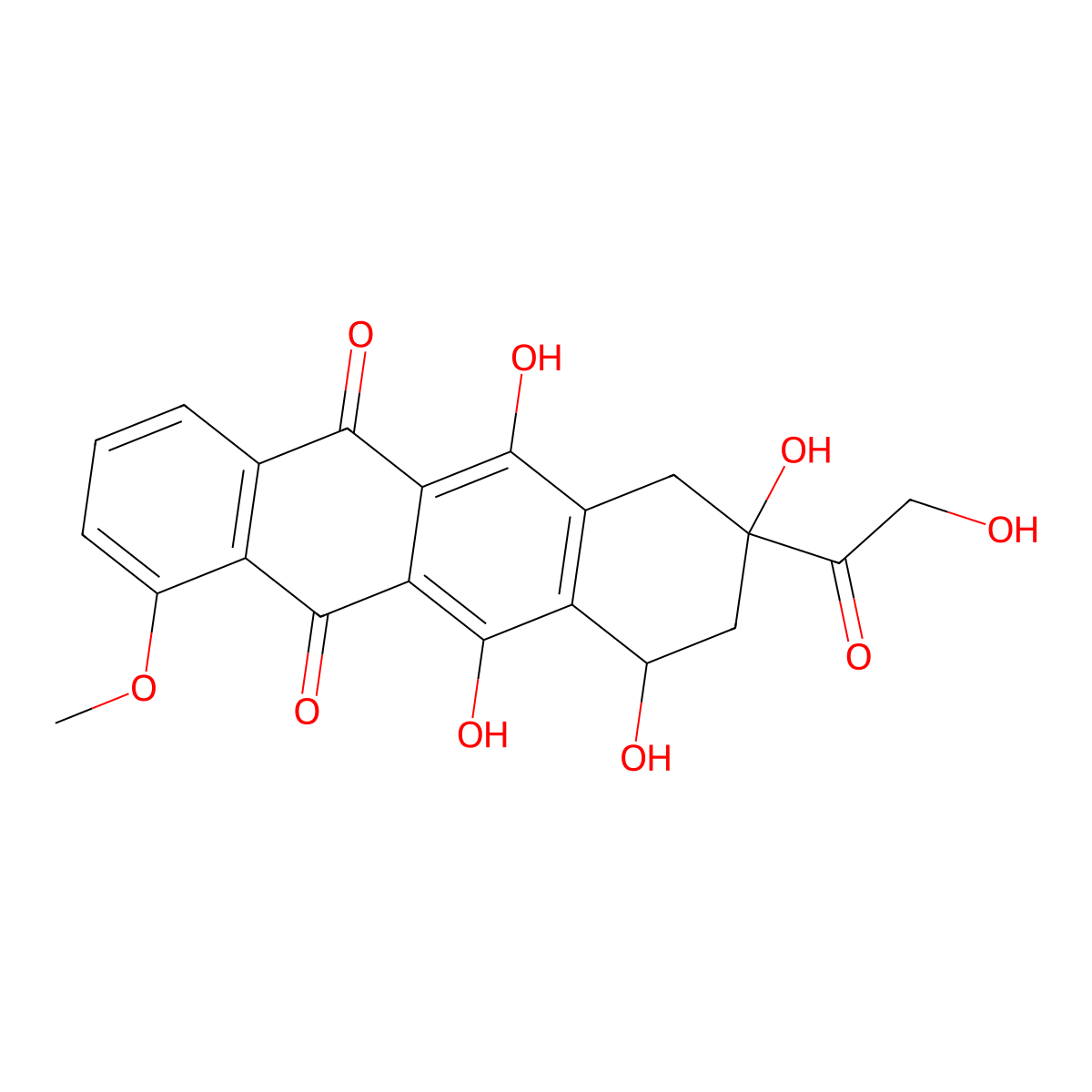 Adriamycin aglycone molecular structure, CAS 24385-10-2