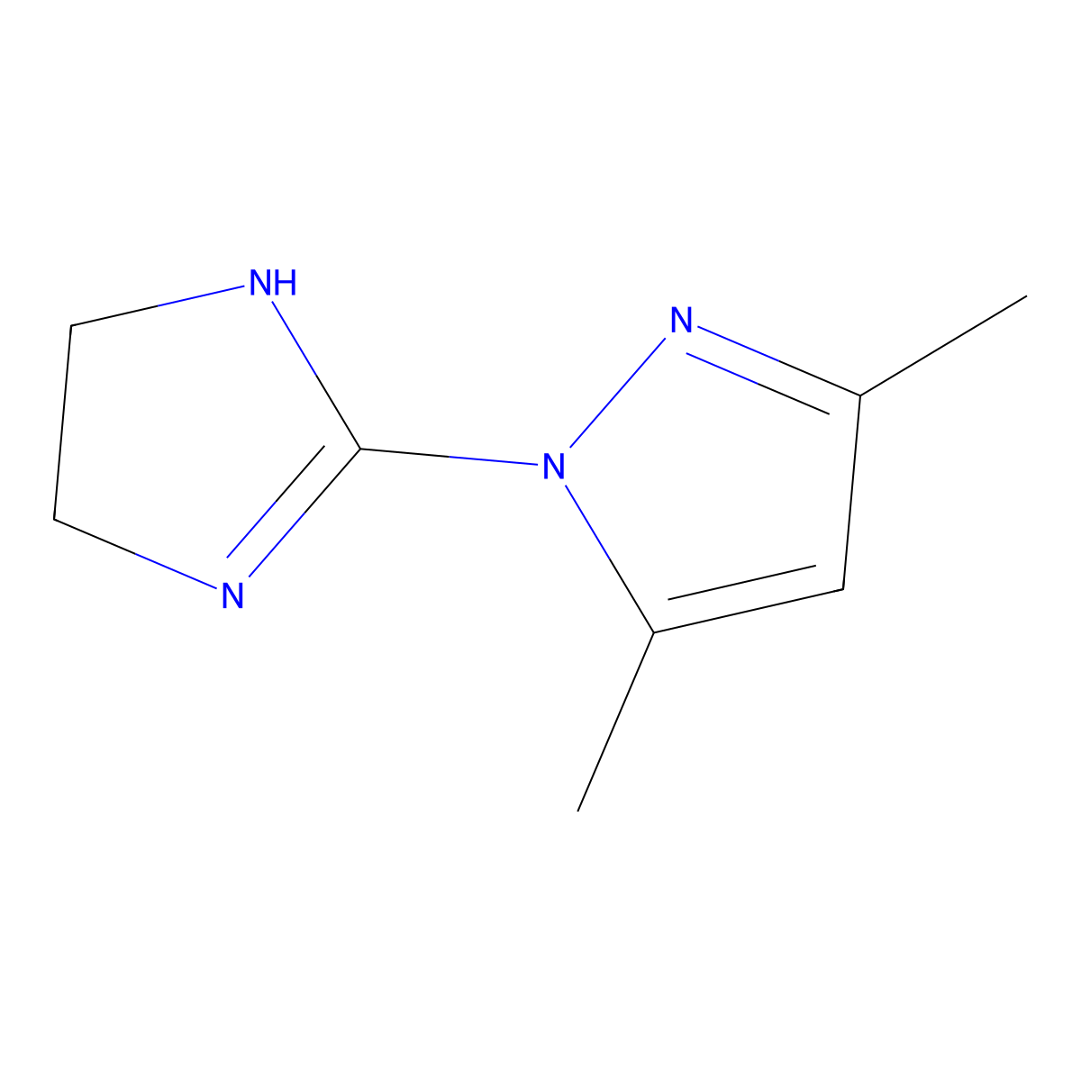 1-(4,5-dihydro-1H-imidazol-2-yl)-3,5-dimethyl-1H-pyrazole molecular structure, CAS 243853-14-7