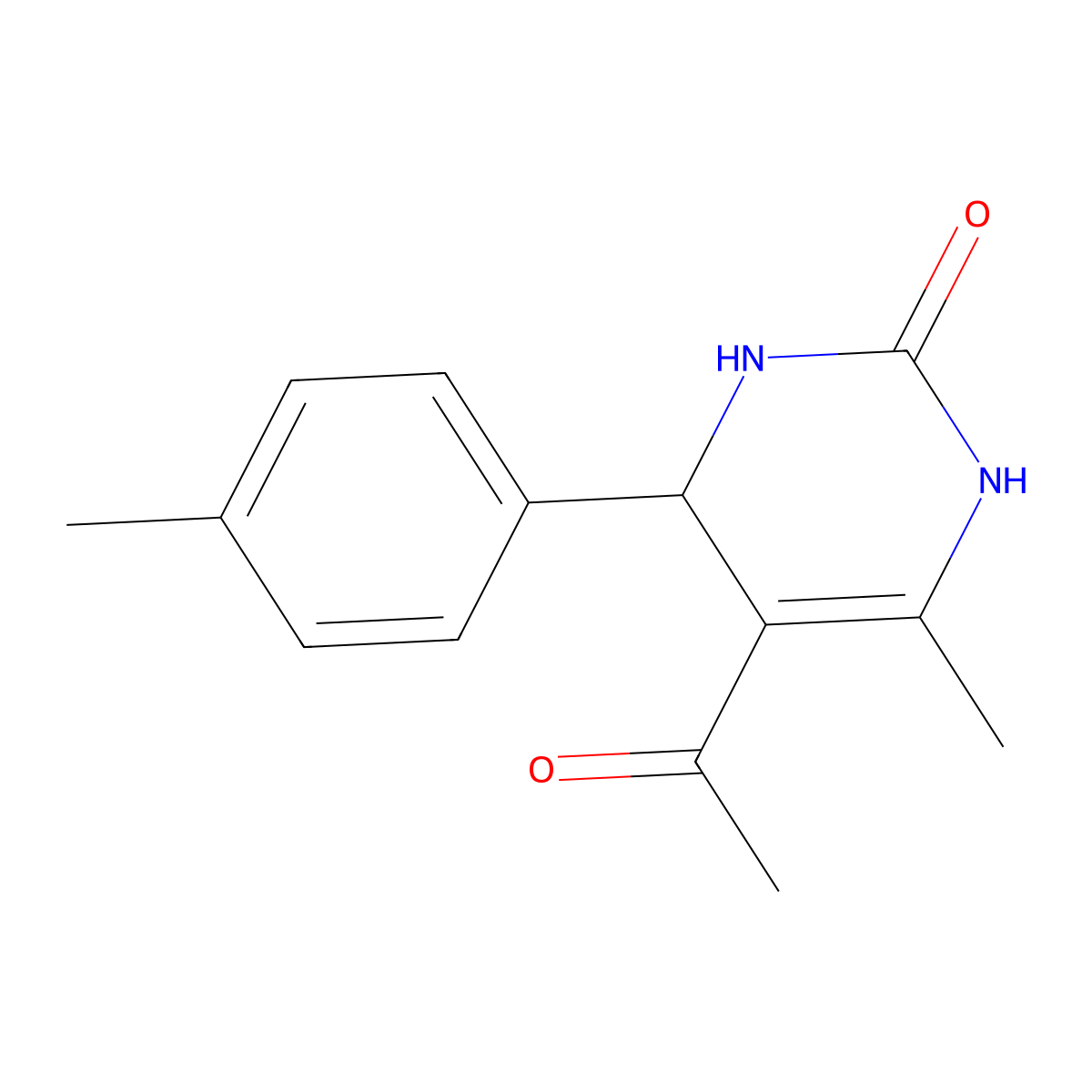 5-Acetyl-6-methyl-4-p-tolyl-3,4-dihydro-1H-pyrimidin-2-one molecular structure, CAS 243853-39-6