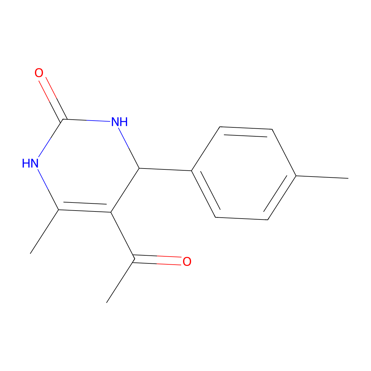 5-Acetyl-6-methyl-4-p-tolyl-3,4-dihydro-1H-pyrimidin-2-one molecular structure, CAS 243853-39-6
