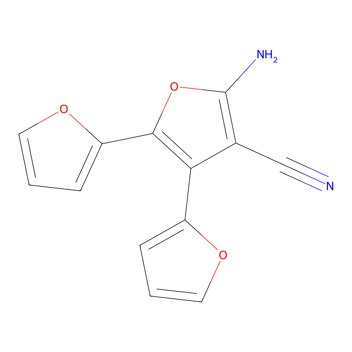 2-Amino-3-cyano-4,5-di(fur-2-yl)furan molecular structure, CAS 24386-17-2