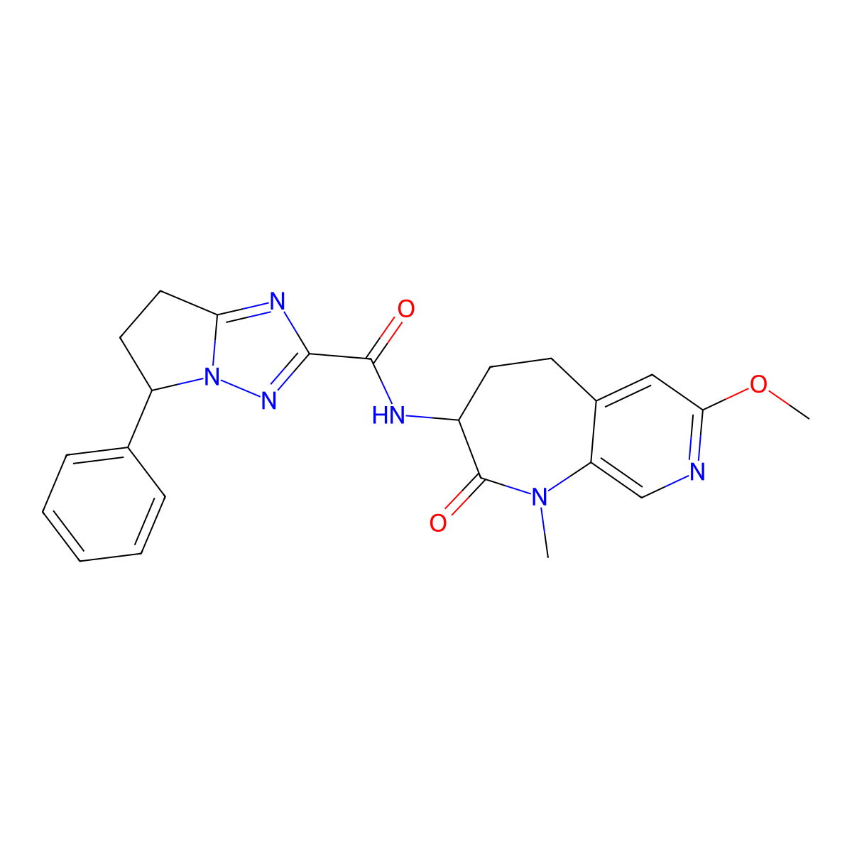 (5S)-N-[(3S)-7-Methoxy-1-methyl-2-oxo-4,5-dihydro-3H-pyrido[3,4-b]azepin-3-yl]-5-phenyl-6,7-dihydro-5H-pyrrolo[1,2-b][1,2,4]triazole-2-carboxamide molecular structure, CAS 2438637-64-8