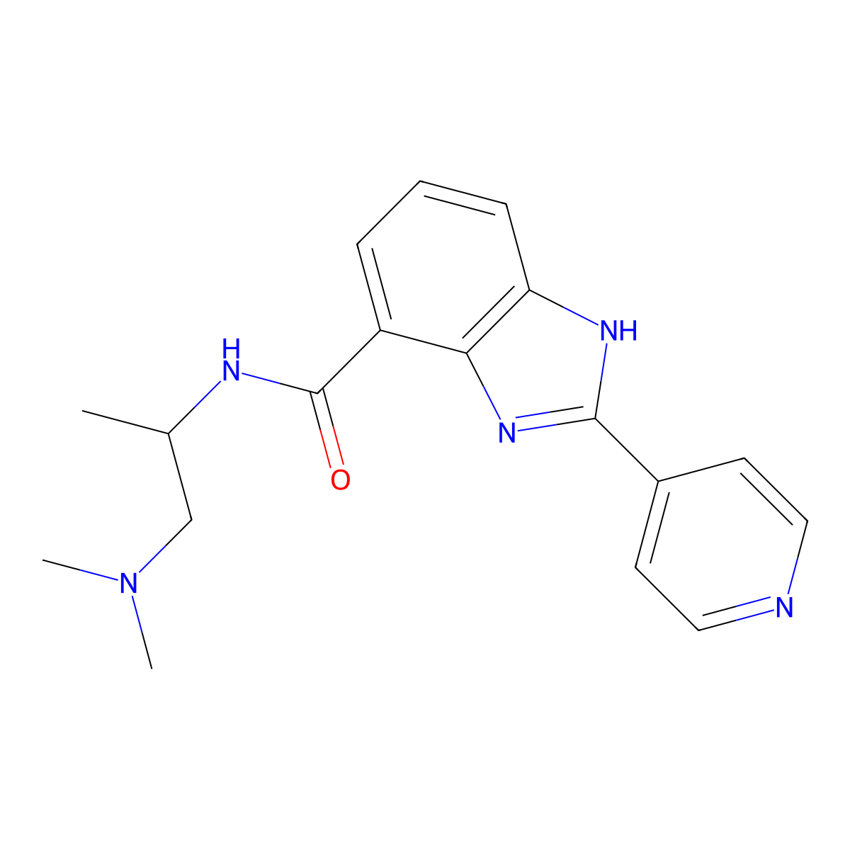 N-(1-(Dimethylamino)propan-2-yl)-2-(pyridin-4-yl)-1H-benzo[d]imidazole-7-carboxamide molecular structure, CAS 2438721-44-7