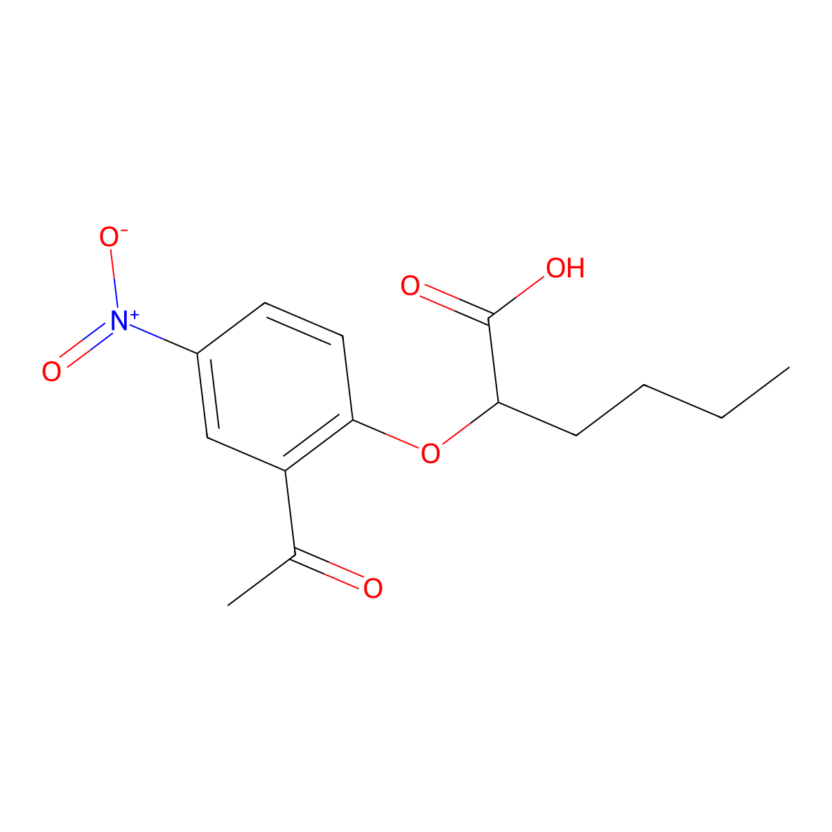 2-(2-Acetyl-4-nitrophenoxy)hexanoic acid molecular structure, CAS 2438732-16-0