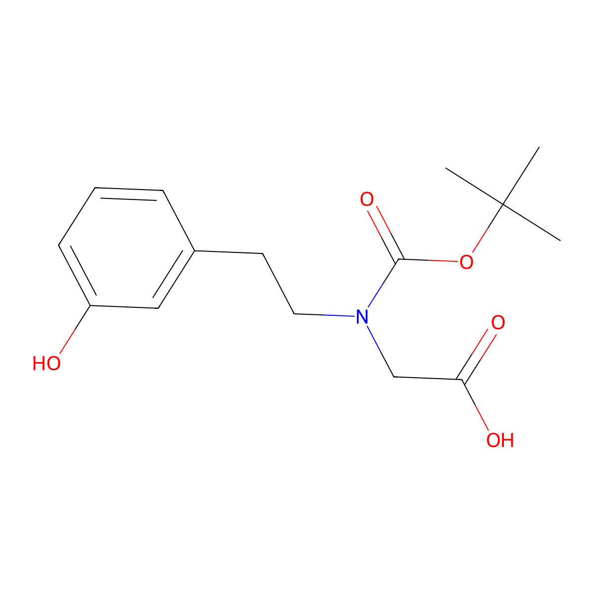 2-((Tert-butoxycarbonyl)(3-hydroxyphenethyl)amino)acetic acid molecular structure, CAS 2438732-22-8