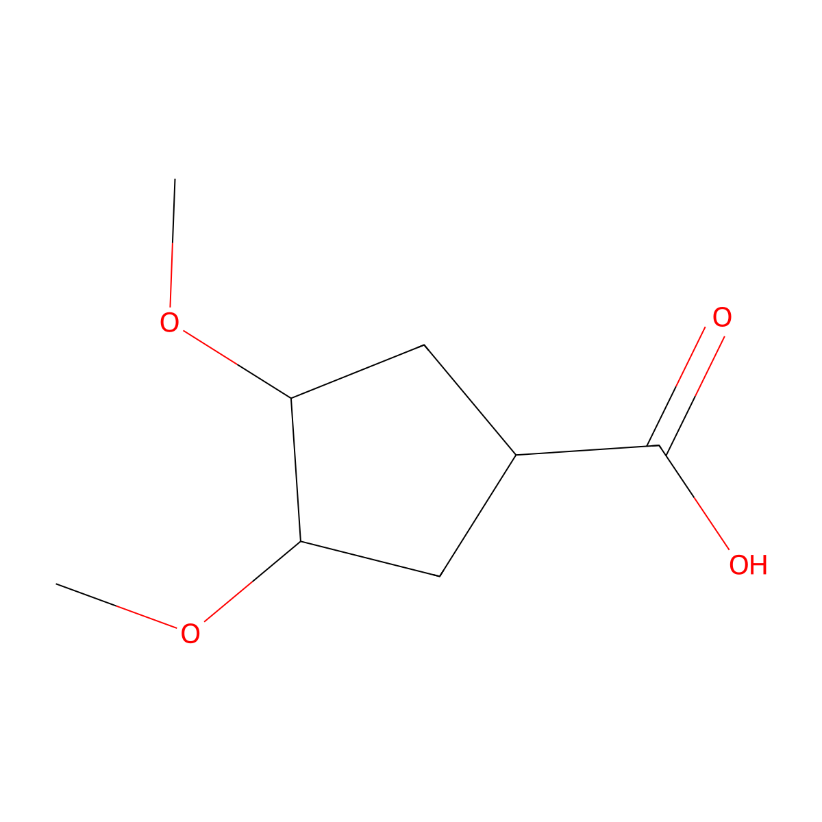 rac-(3R,4R)-3,4-dimethoxycyclopentane-1-carboxylic acid molecular structure, CAS 2438735-54-5