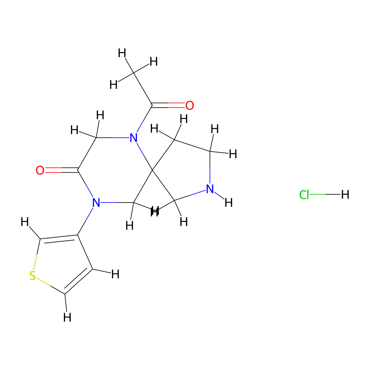 6-Acetyl-9-(thiophen-3-YL)-2,6,9-triazaspiro[4.5]decan-8-one hydrochloride molecular structure, CAS 2438777-82-1