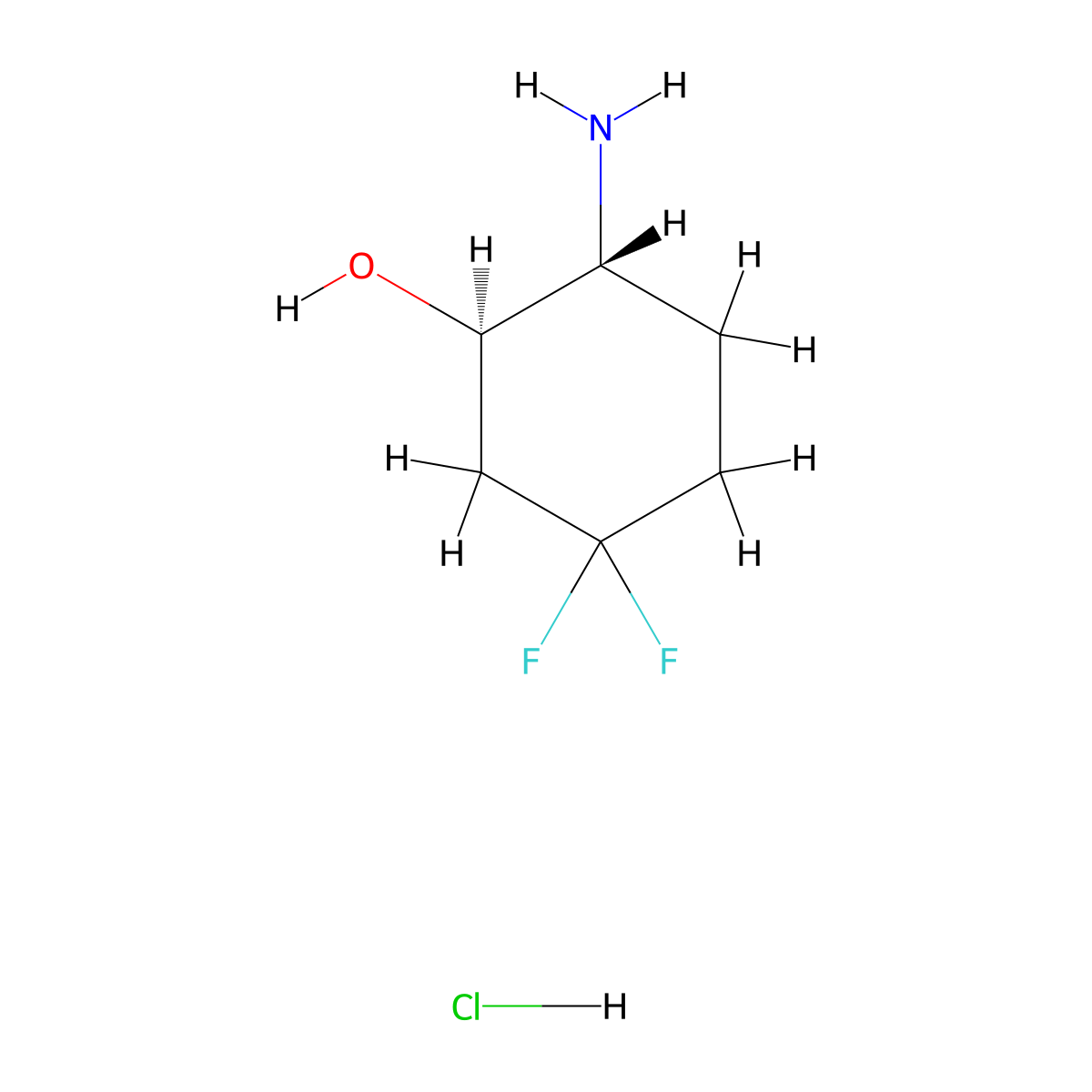 Trans-2-amino-5,5-difluoro-cyclohexanol;hydrochloride molecular structure, CAS 2438777-94-5