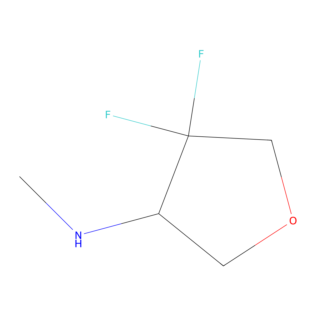 4,4-difluoro-N-methyloxolan-3-amine molecular structure, CAS 2438801-16-0