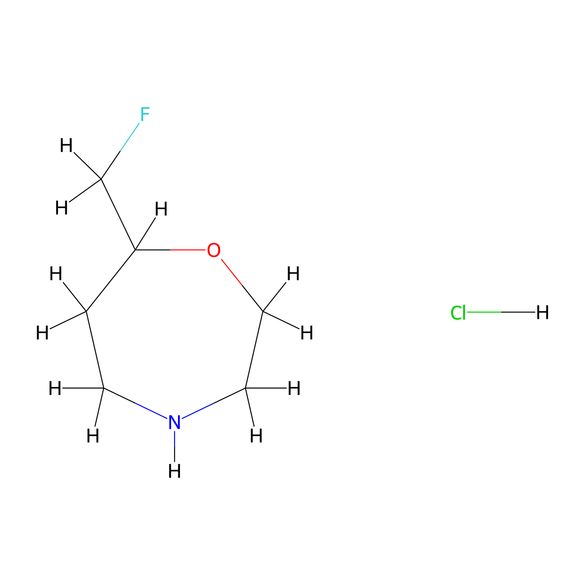 7-(Fluoromethyl)-1,4-oxazepane hydrochloride molecular structure, CAS 2438801-24-0