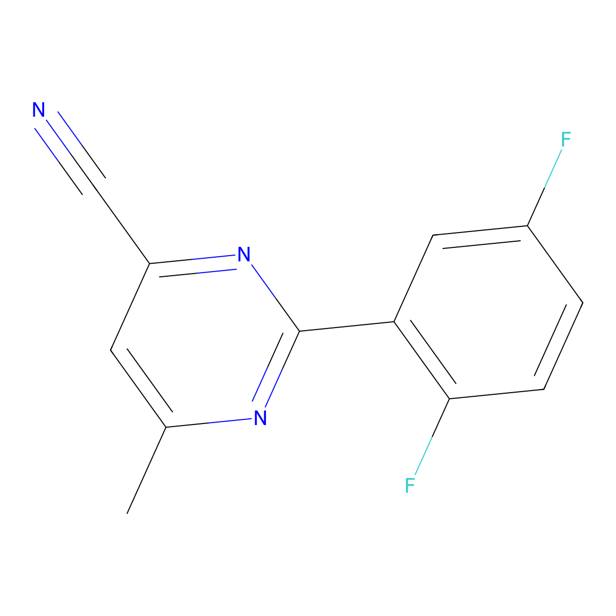 2-(2,5-Difluorophenyl)-6-methylpyrimidine-4-carbonitrile molecular structure, CAS 2438843-11-7