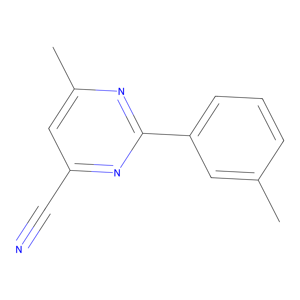 6-Methyl-2-(3-methylphenyl)pyrimidine-4-carbonitrile molecular structure, CAS 2438843-17-3