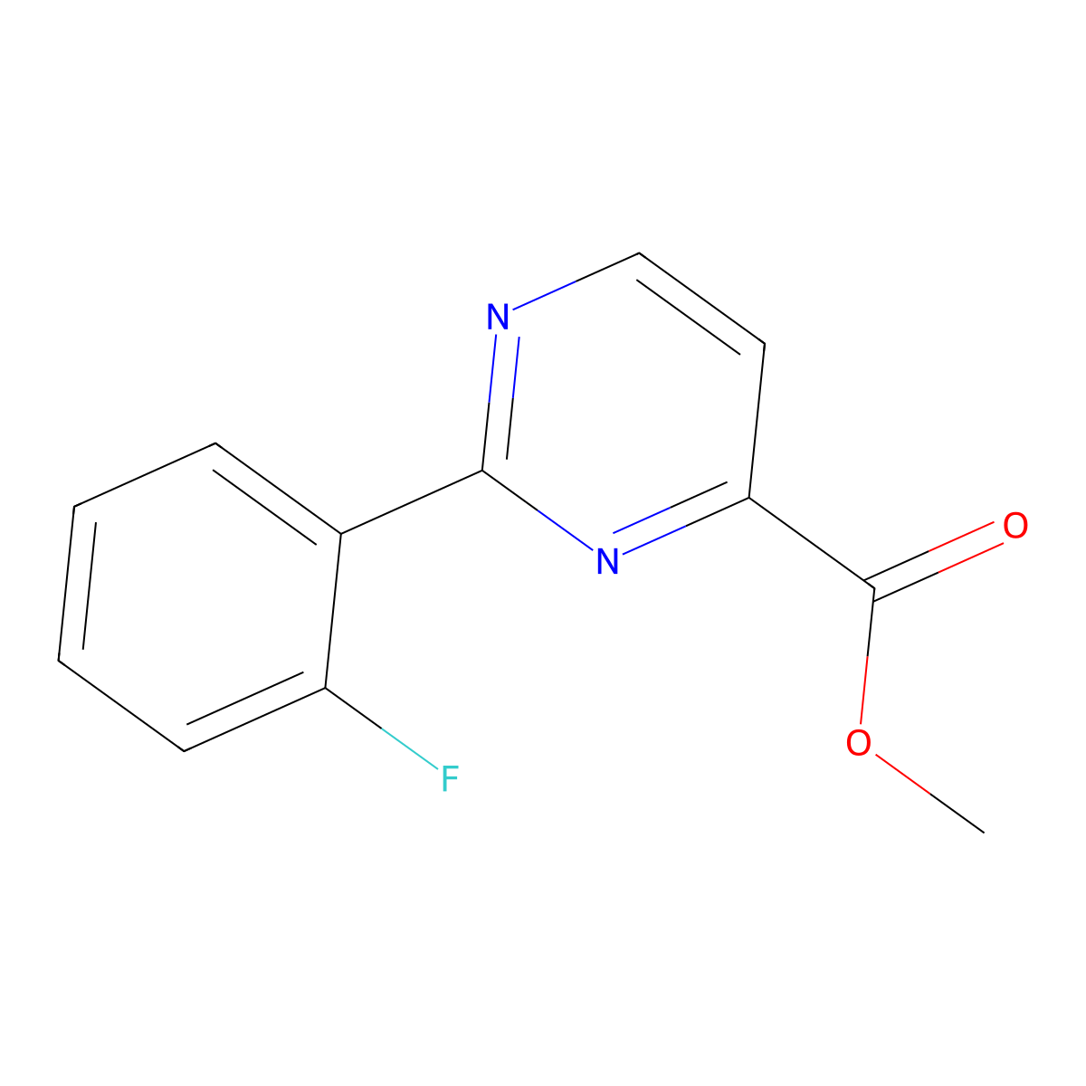Methyl 2-(2-fluorophenyl)pyrimidine-4-carboxylate molecular structure, CAS 2438843-75-3