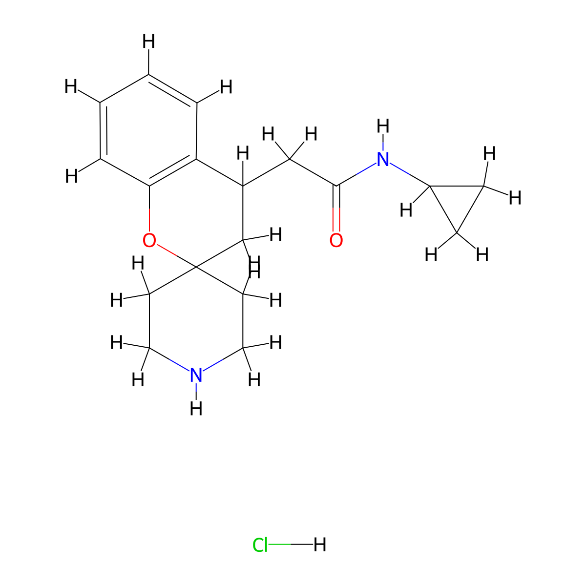 N-cyclopropyl-2-(spiro[chroman-2,4'-piperidin]-4-yl)acetamide hydrochloride molecular structure, CAS 2438843-77-5