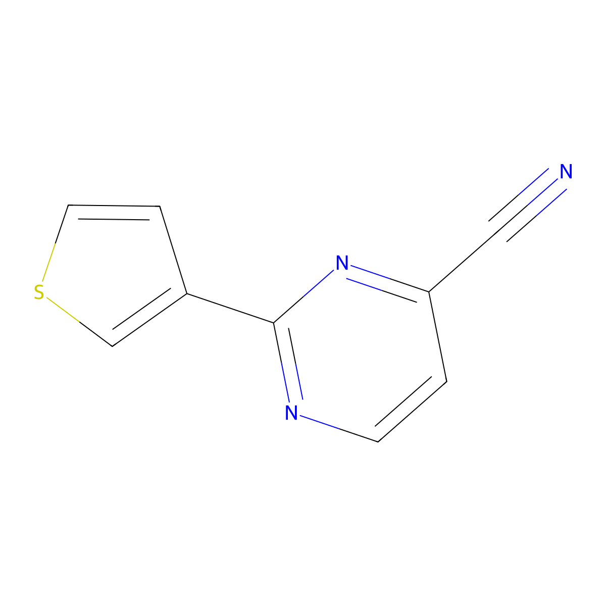 2-(Thiophen-3-yl)pyrimidine-4-carbonitrile molecular structure, CAS 2438844-07-4