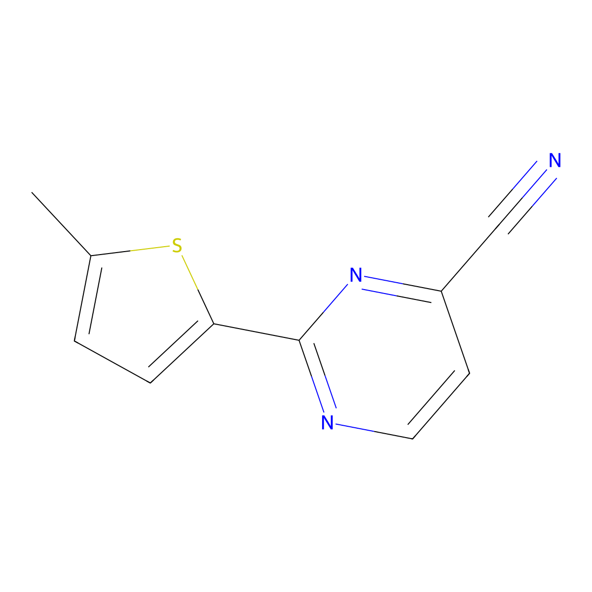 2-(5-Methylthiophen-2-yl)pyrimidine-4-carbonitrile molecular structure, CAS 2438844-49-4