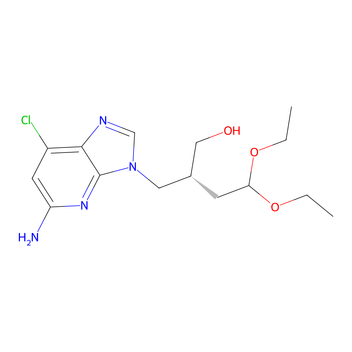 (R)-2-((5-Amino-7-chloro-3H-imidazo[4,5-b]pyridin-3-yl)methyl)-4,4-diethoxybutan-1-ol molecular structure, CAS 2438856-21-2