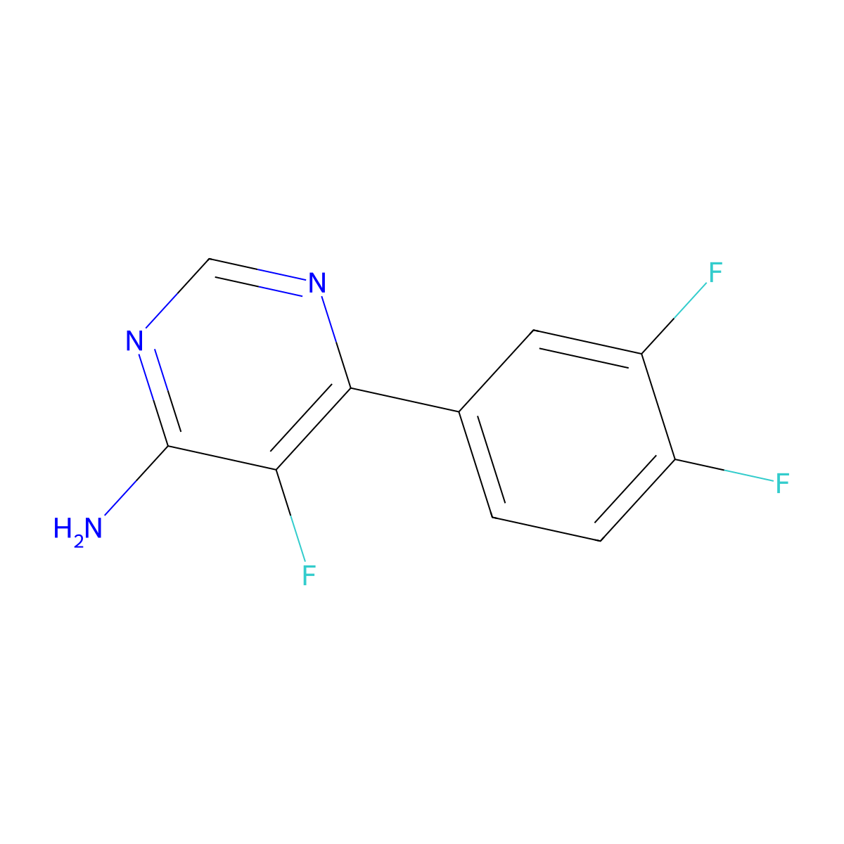 6-(3,4-Difluorophenyl)-5-fluoropyrimidin-4-amine molecular structure, CAS 2438886-14-5