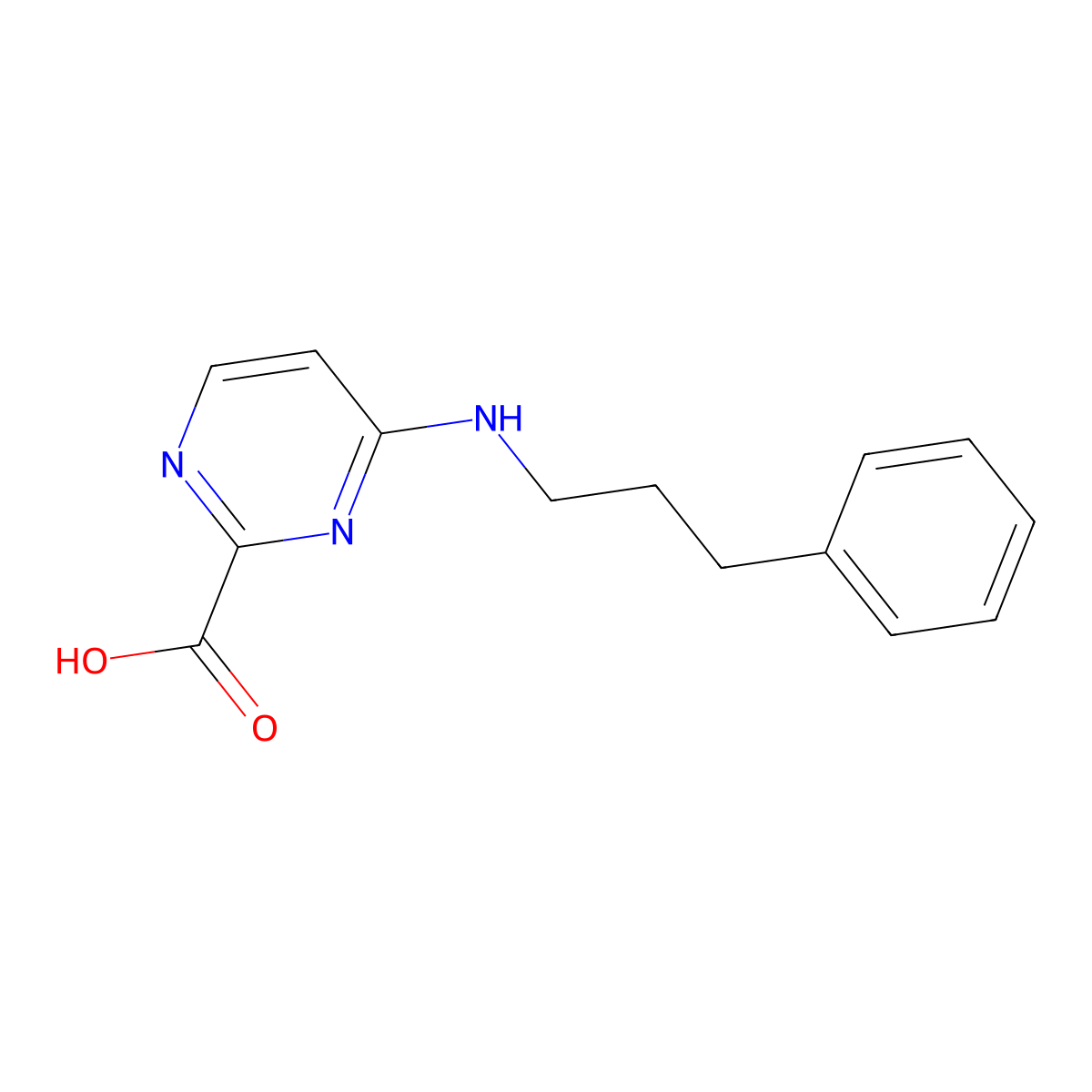 4-[(3-Phenylpropyl)amino]pyrimidine-2-carboxylic acid molecular structure, CAS 2438928-37-9