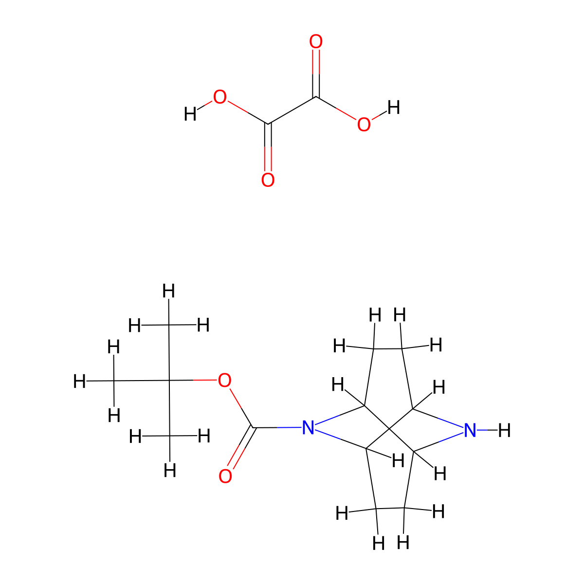 Tert-butyl 2,7-diazatricyclo[4.4.0.03,8]decane-2-carboxylate oxalate molecular structure, CAS 2438941-66-1