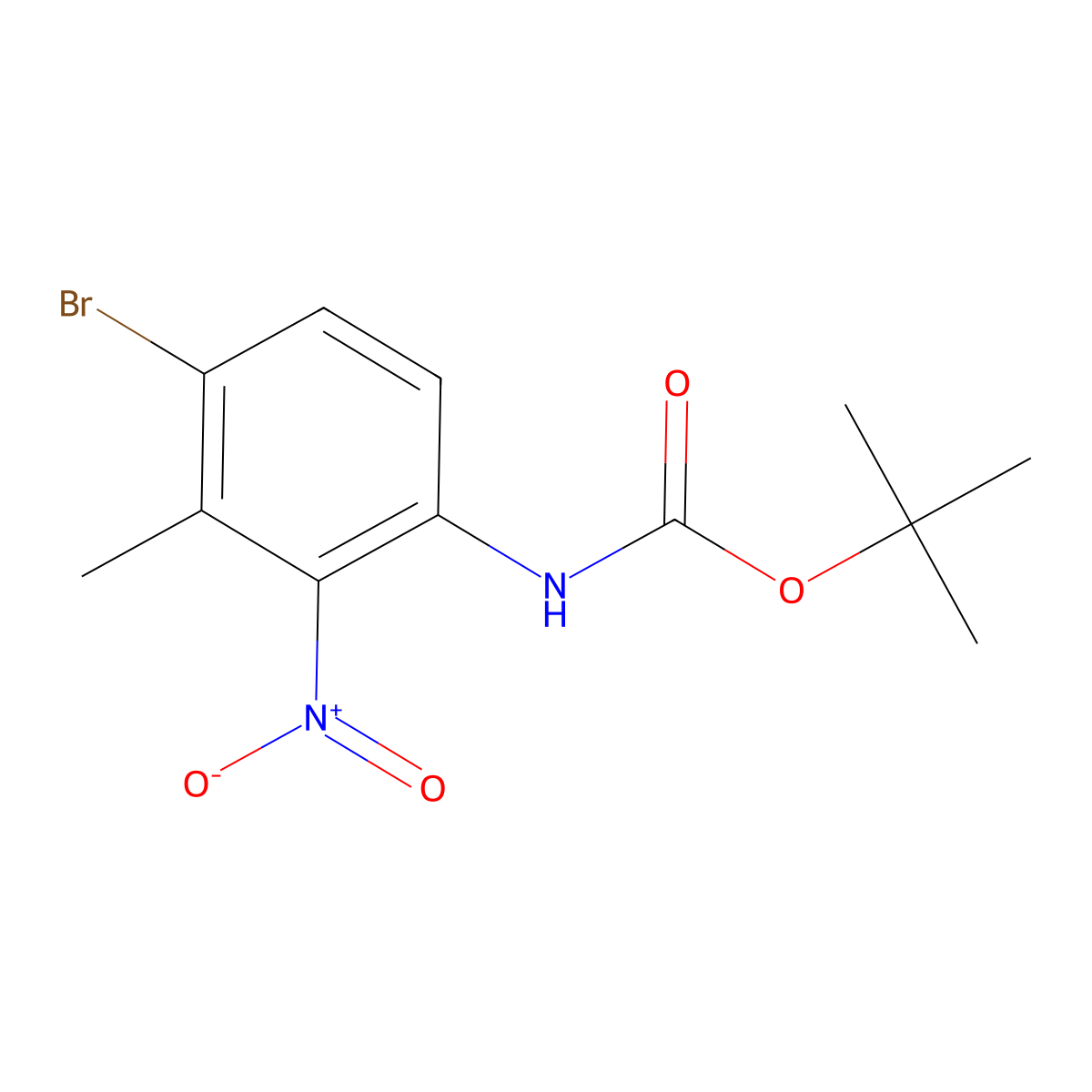 tert-butyl N-(4-bromo-3-methyl-2-nitrophenyl)carbamate molecular structure, CAS 2439032-74-1