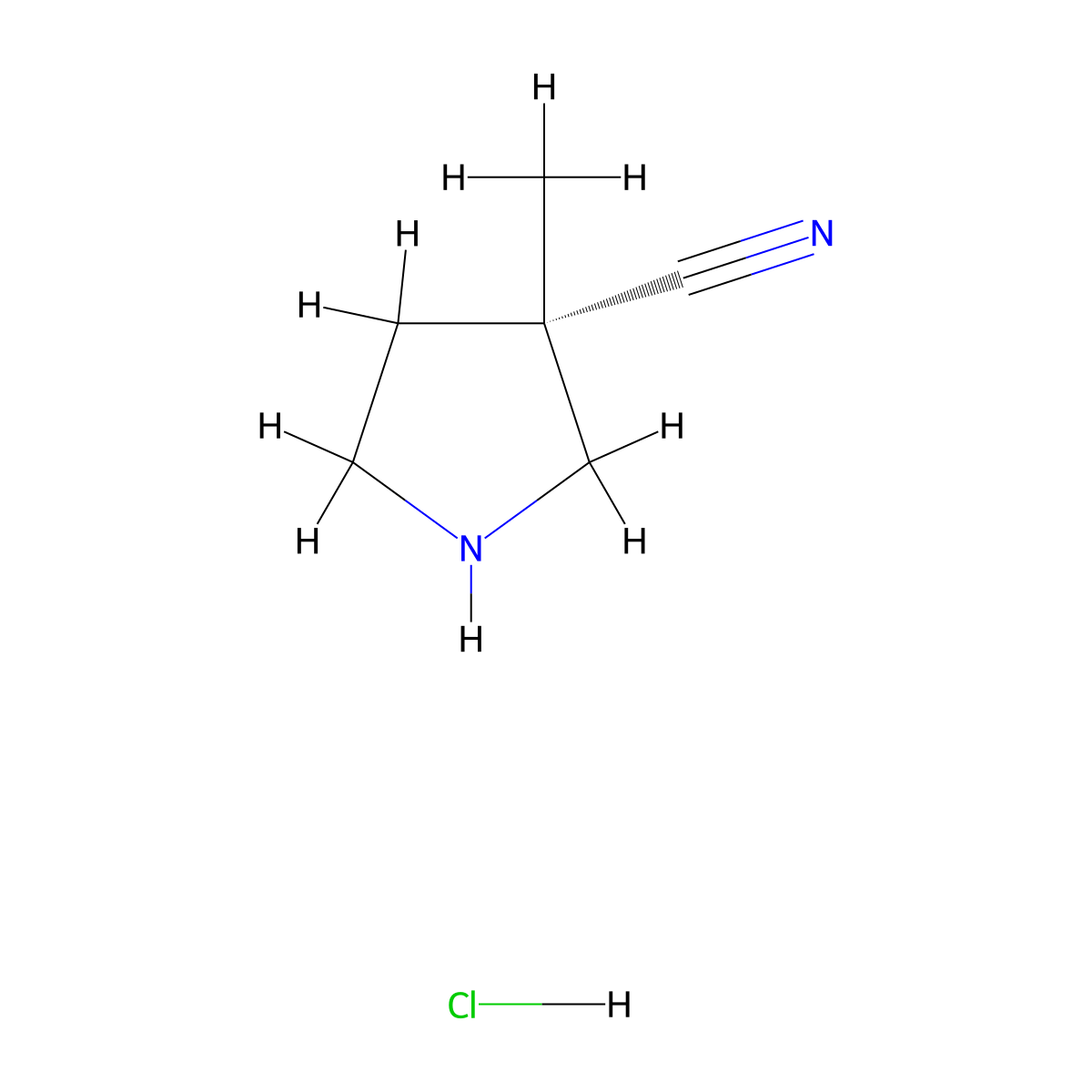 (S)-3-Methylpyrrolidine-3-carbonitrile hydrochloride molecular structure, CAS 2439082-34-3