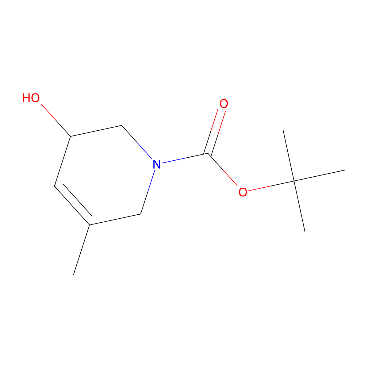 Tert-butyl 3-hydroxy-5-methyl-1,2,3,6-tetrahydropyridine-1-carboxylate molecular structure, CAS 2439084-80-5