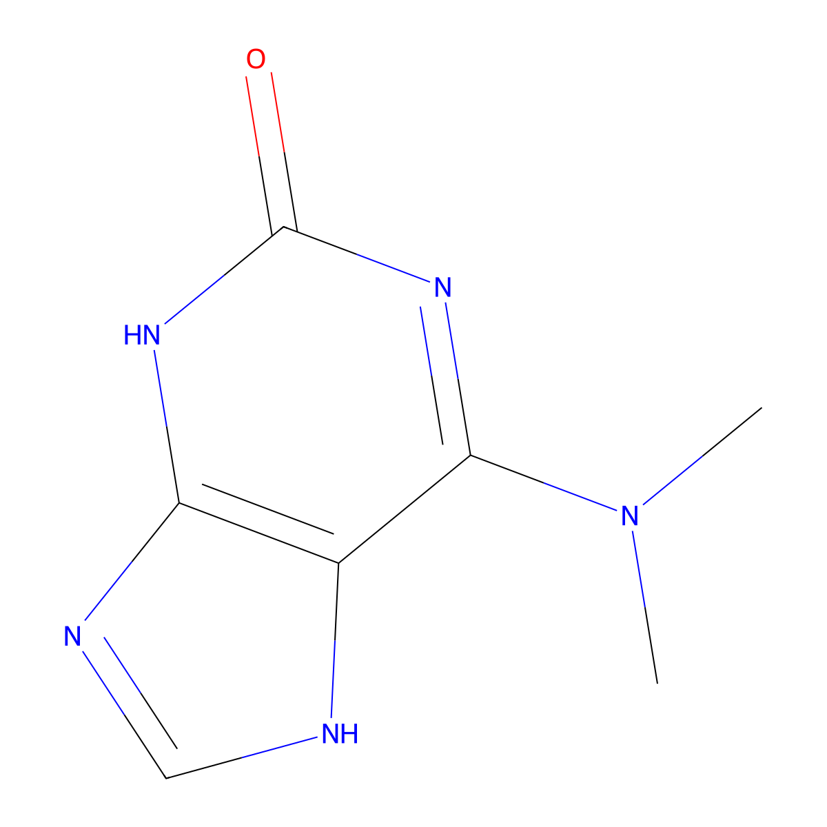 Purin-2-ol, 6-dimethylamino- molecular structure, CAS 24391-36-4