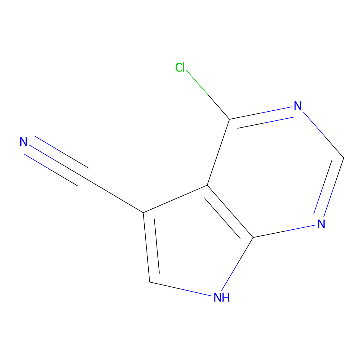 4-Chloro-7H-pyrrolo(2,3-d)pyrimidine-5-carbonitrile molecular structure, CAS 24391-41-1