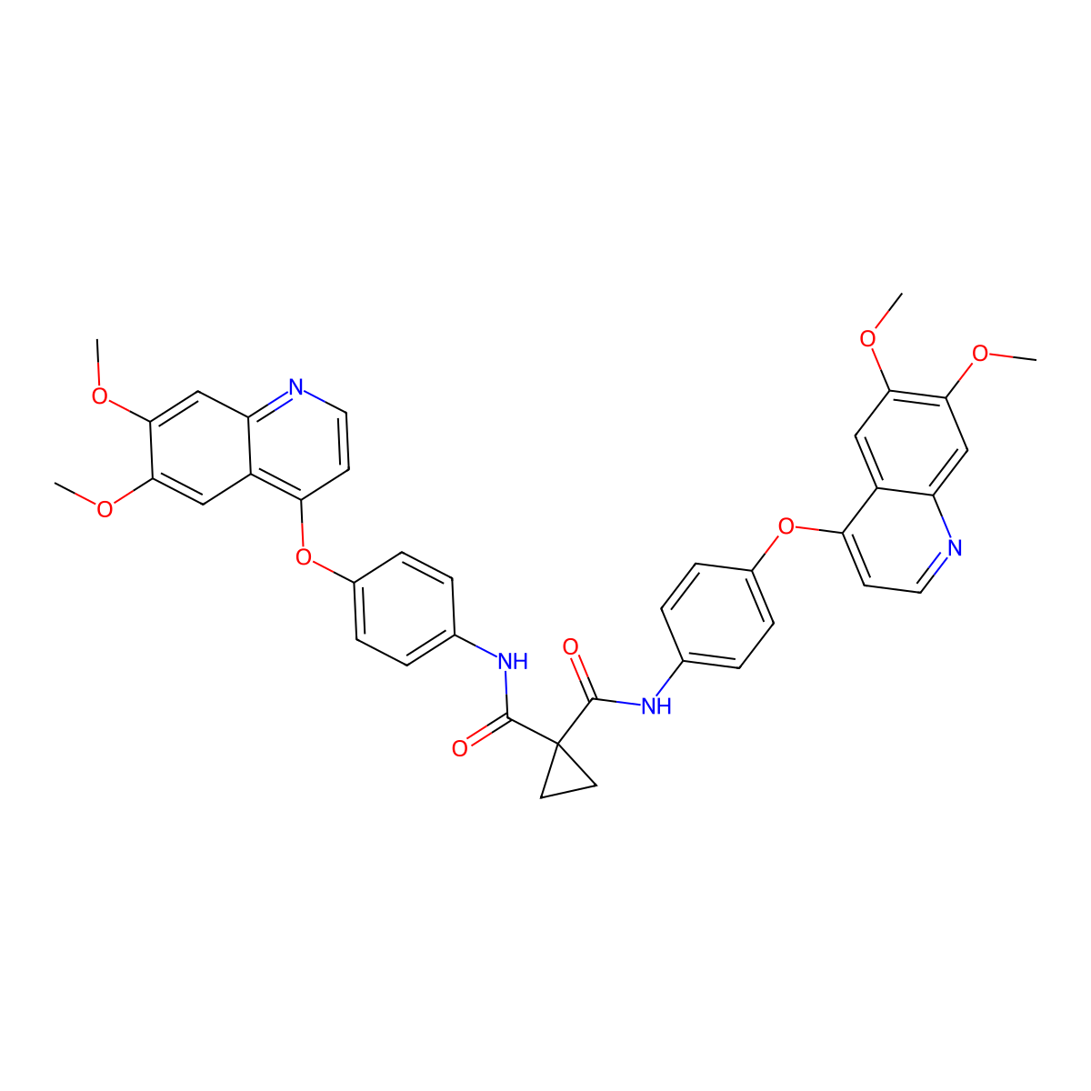 N,N'-Bis(4-((6,7-dimethoxyquinolin-4-yl)oxy)phenyl)cyclopropane-1,1-dicarboxamide molecular structure, CAS 2439164-91-5