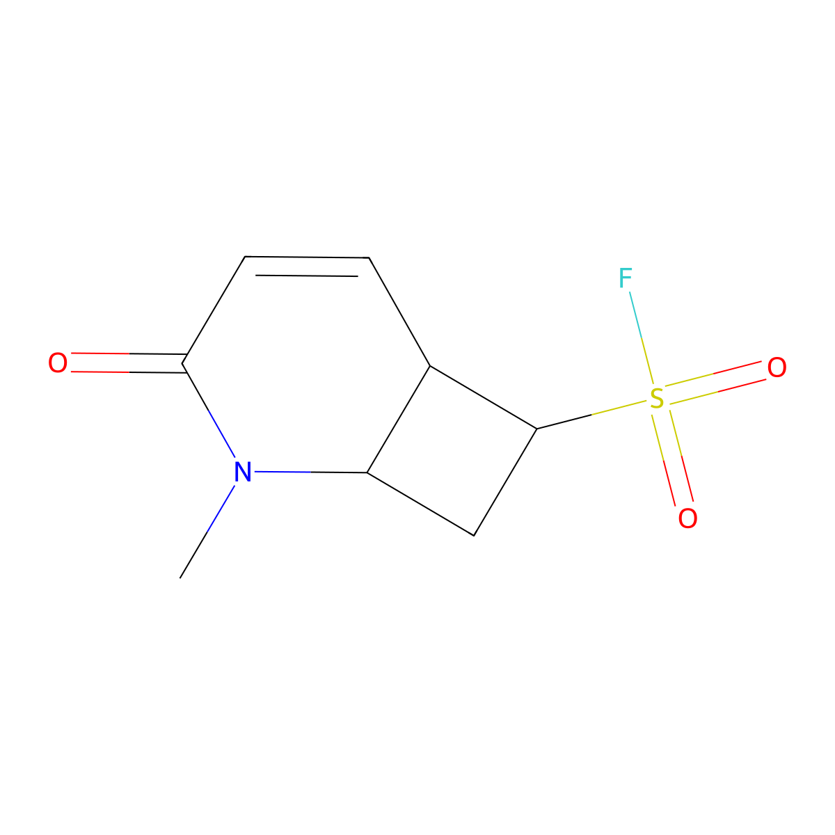 rac-(1R,6R,7R)-2-methyl-3-oxo-2-azabicyclo[4.2.0]oct-4-ene-7-sulfonyl fluoride molecular structure, CAS 2439169-27-2