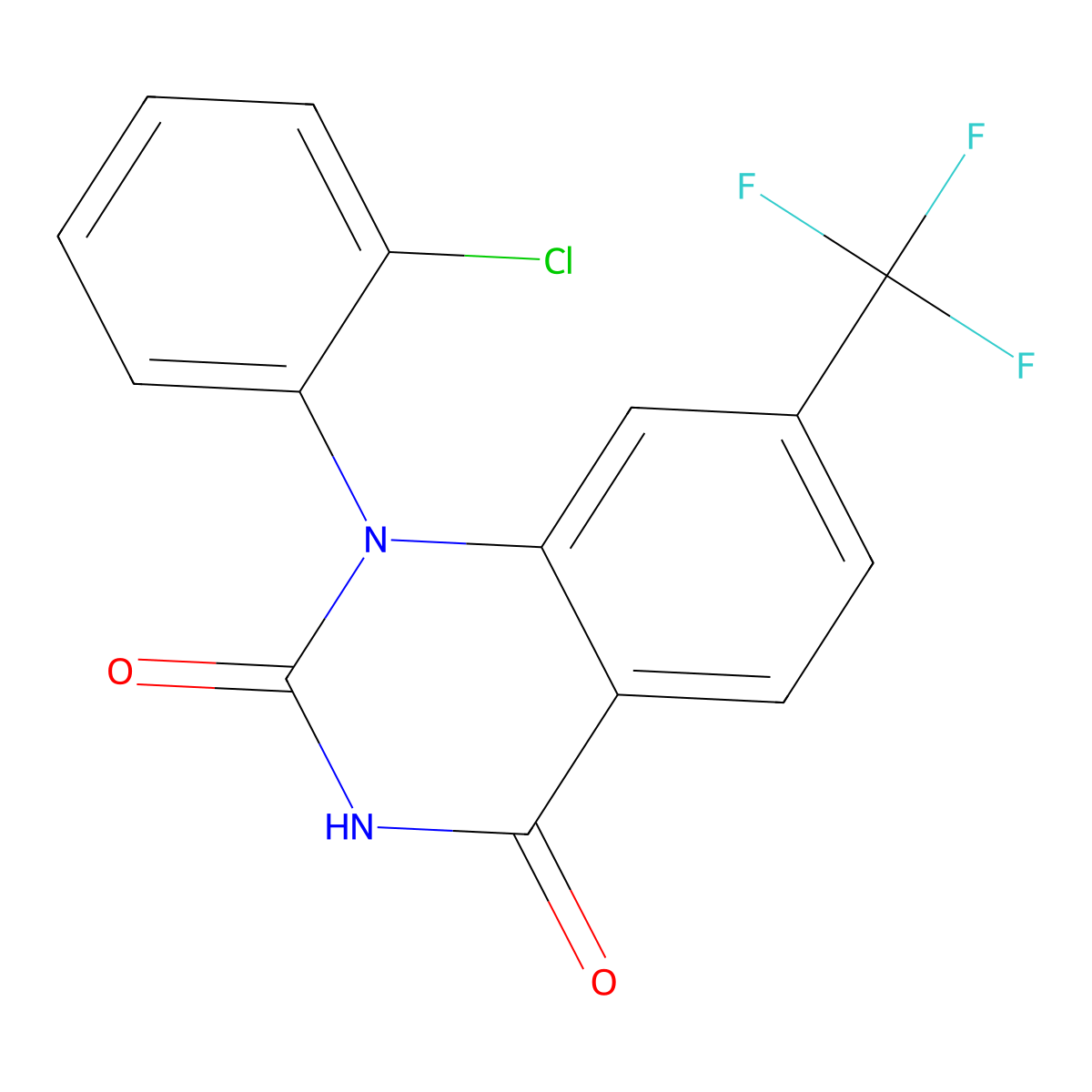 1-(2-Chlorophenyl)-7-(trifluoromethyl)quinazoline-2,4-dione molecular structure, CAS 2439276-61-4