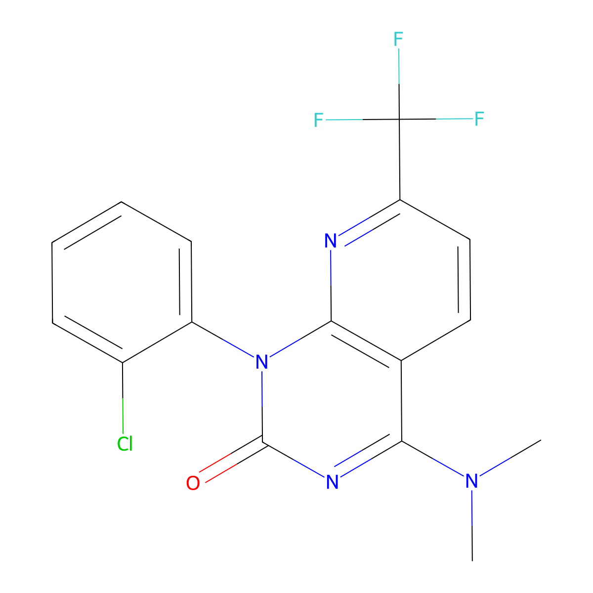 1-(2-Chlorophenyl)-4-(dimethylamino)-7-(trifluoromethyl)pyrido[2,3-d]pyrimidin-2-one molecular structure, CAS 2439279-24-8