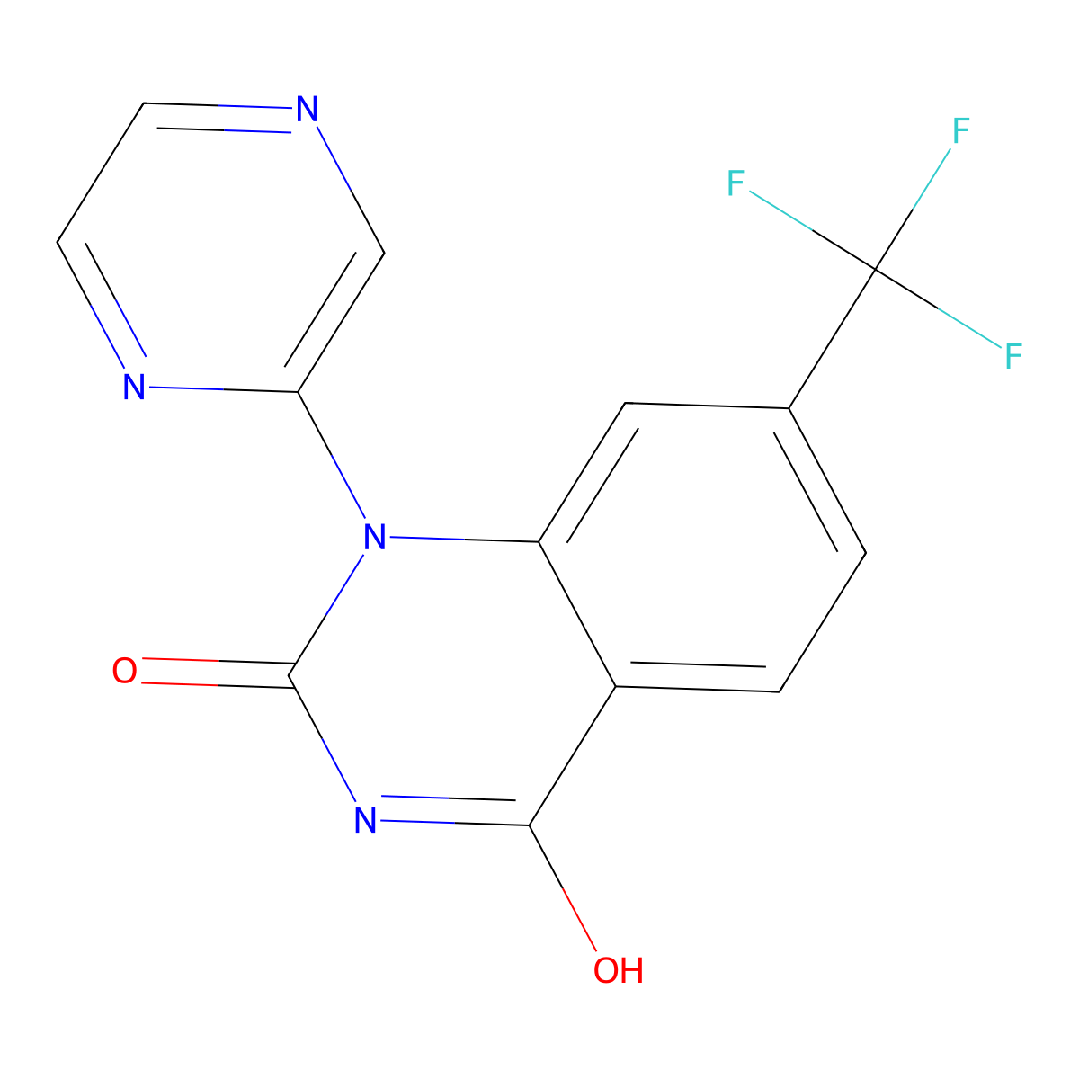 1-Pyrazin-2-yl-7-(trifluoromethyl)quinazoline-2,4-dione molecular structure, CAS 2439282-06-9