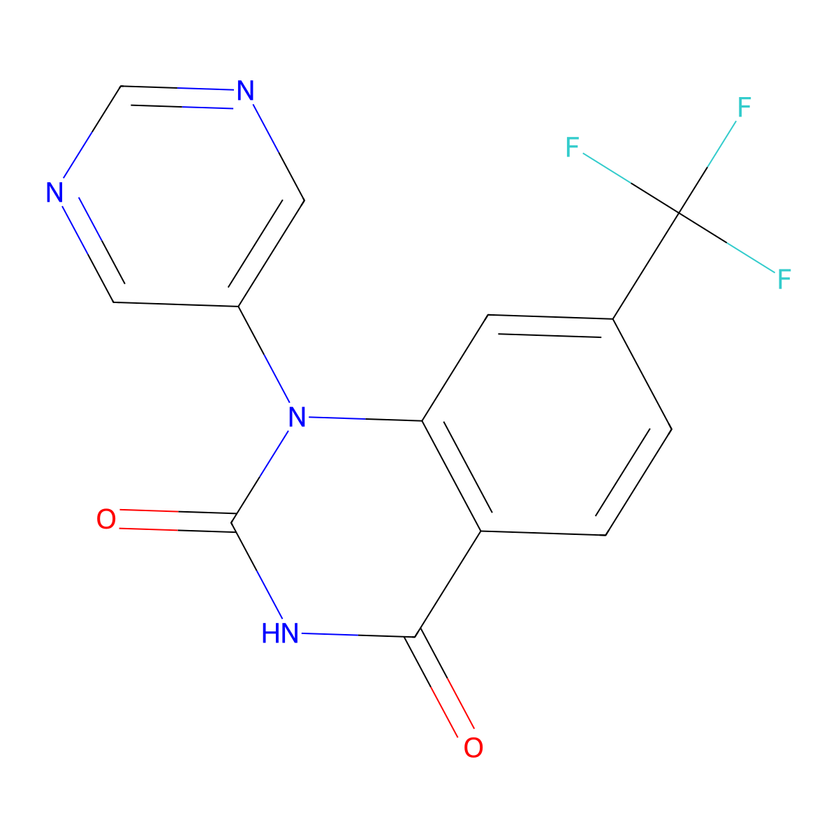 4-Hydroxy-1-(pyrimidin-5-yl)-7-(trifluoromethyl)-1,2-dihydroquinazolin-2-one molecular structure, CAS 2439283-41-5