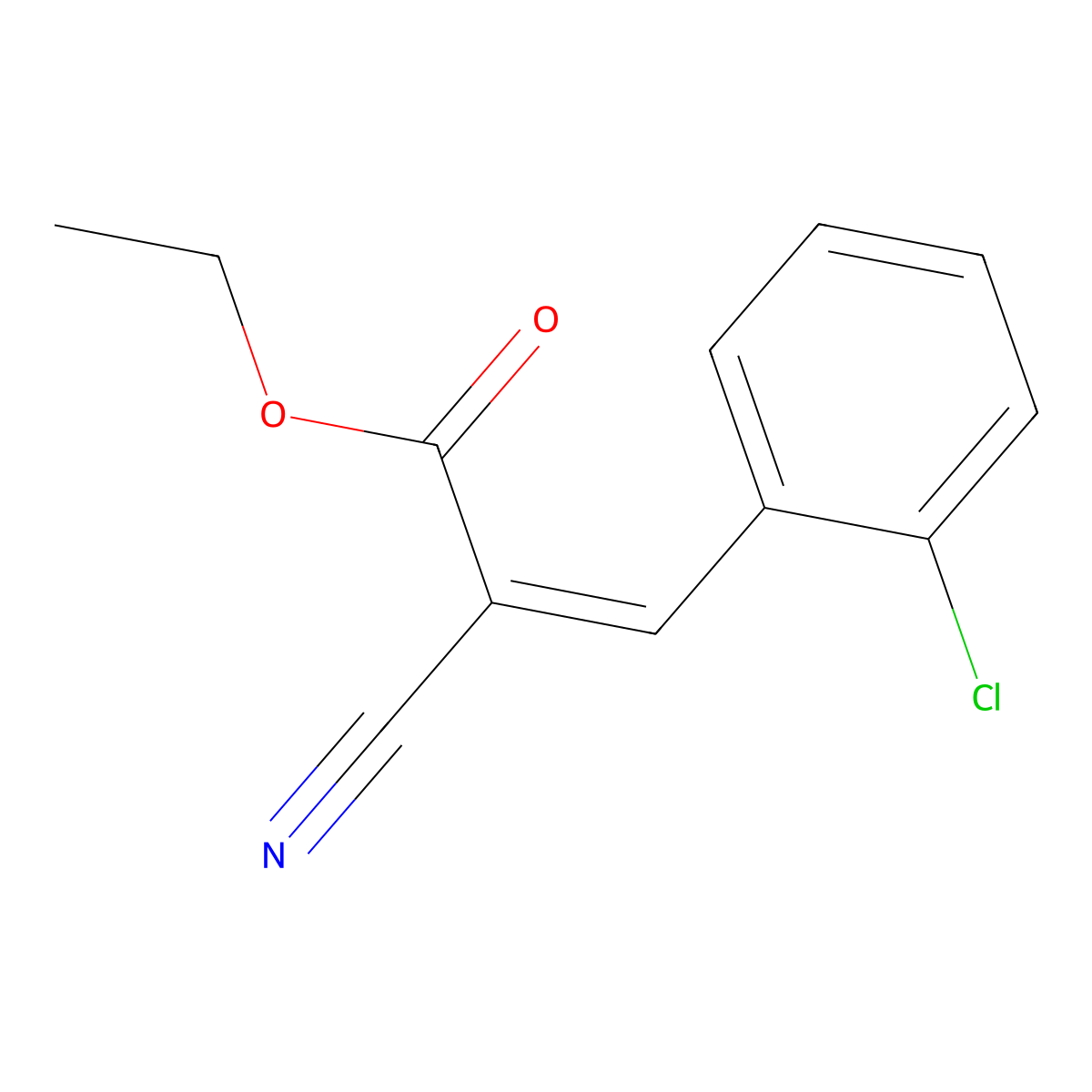 3-(2-Chlorophenyl)-2-cyano-2-propenoic acid ethyl ester molecular structure, CAS 24393-43-9