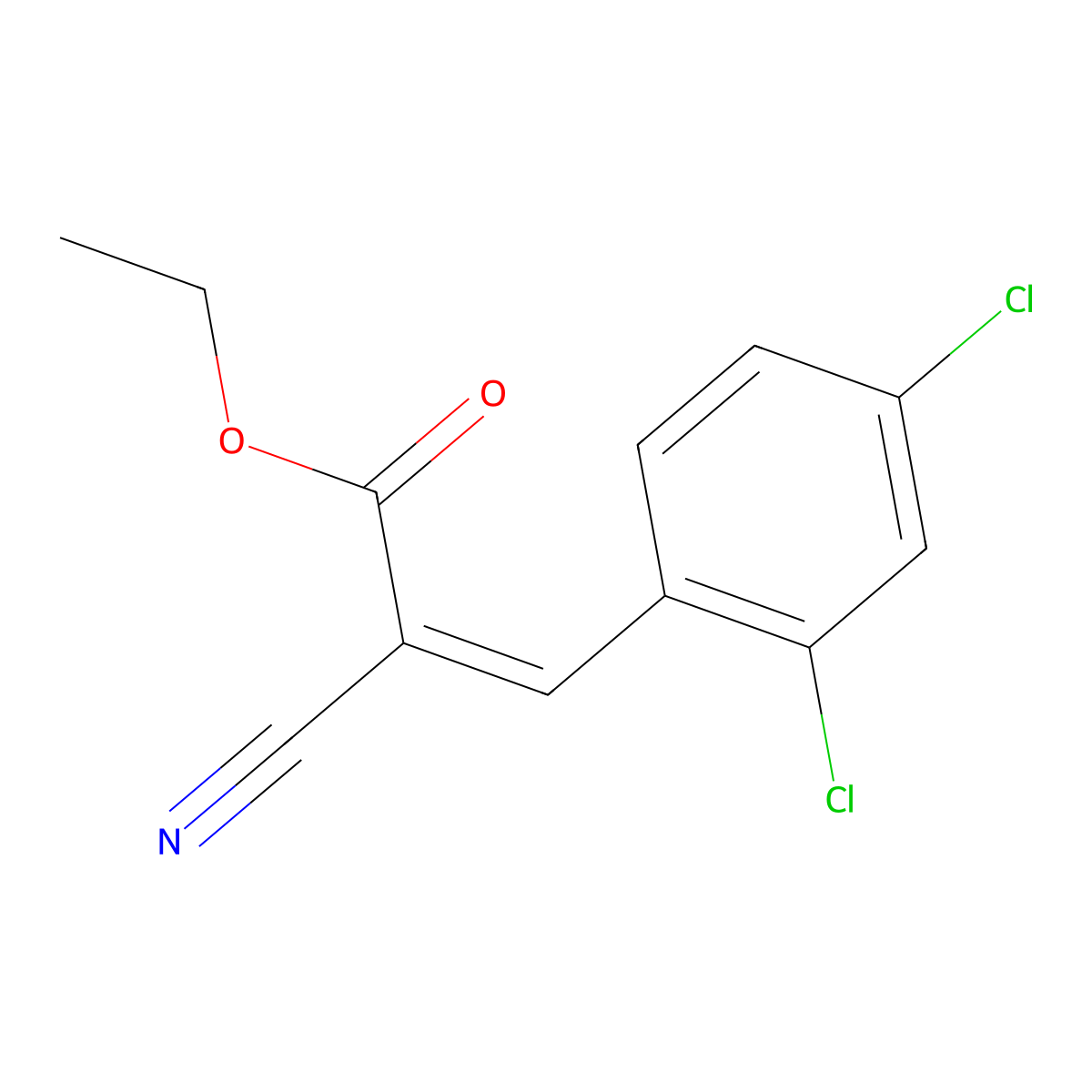 Ethyl 2-cyano-3-(2,4-dichlorophenyl)prop-2-enoate molecular structure, CAS 24393-45-1