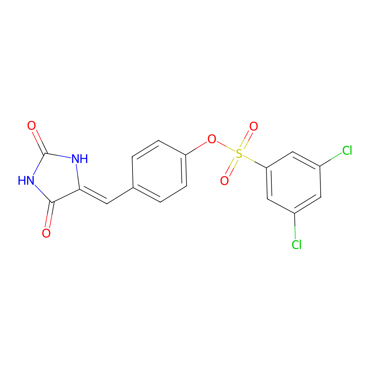 4-[(2,5-Dioxo-4-imidazolidinylidene)methyl]phenyl 3,5-dichlorobenzenesulfonate molecular structure, CAS 243963-13-5