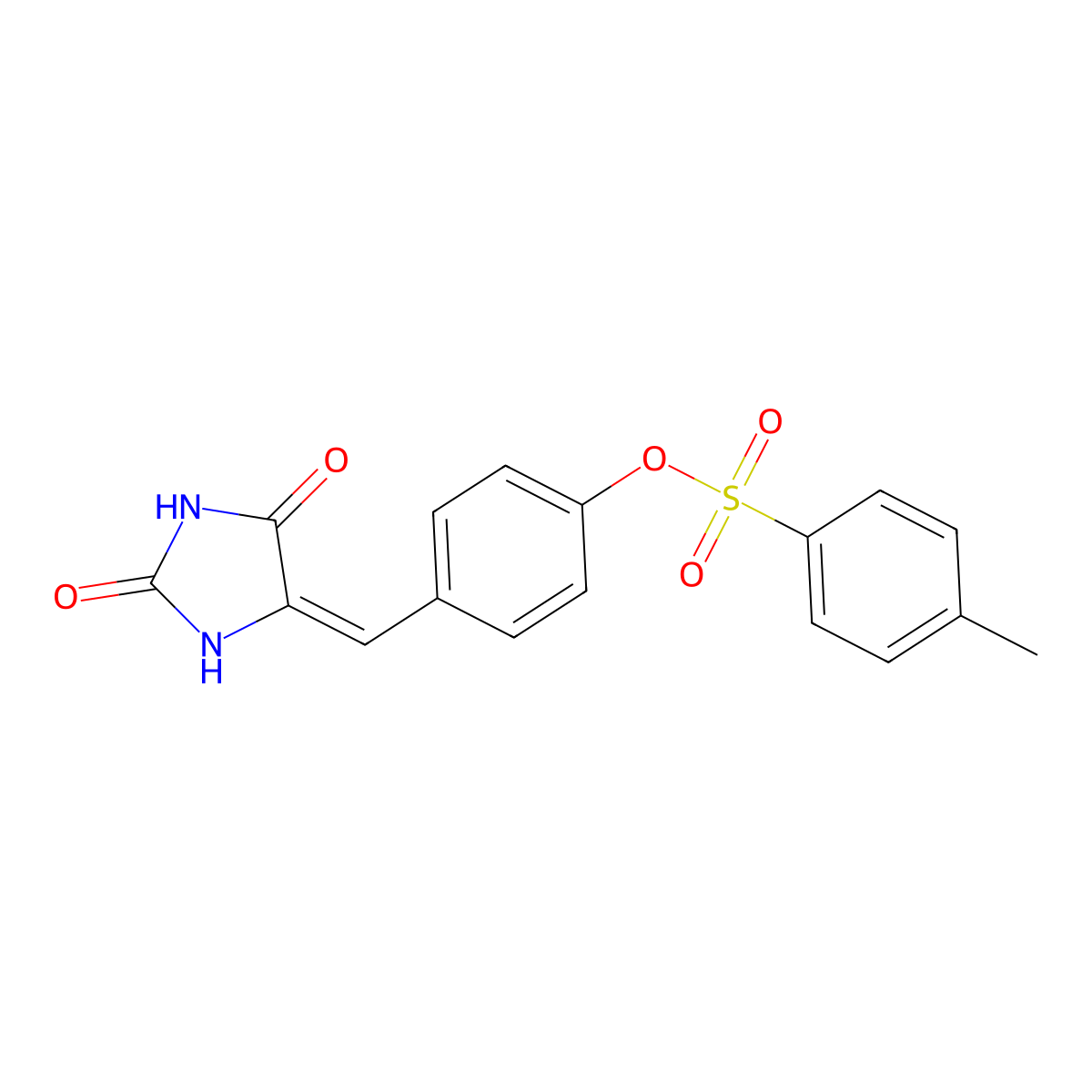 5-[[4-[[(4-Methylphenyl)sulfonyl]oxy]phenyl]methylene]-2,4-imidazolidinedione molecular structure, CAS 243963-23-7