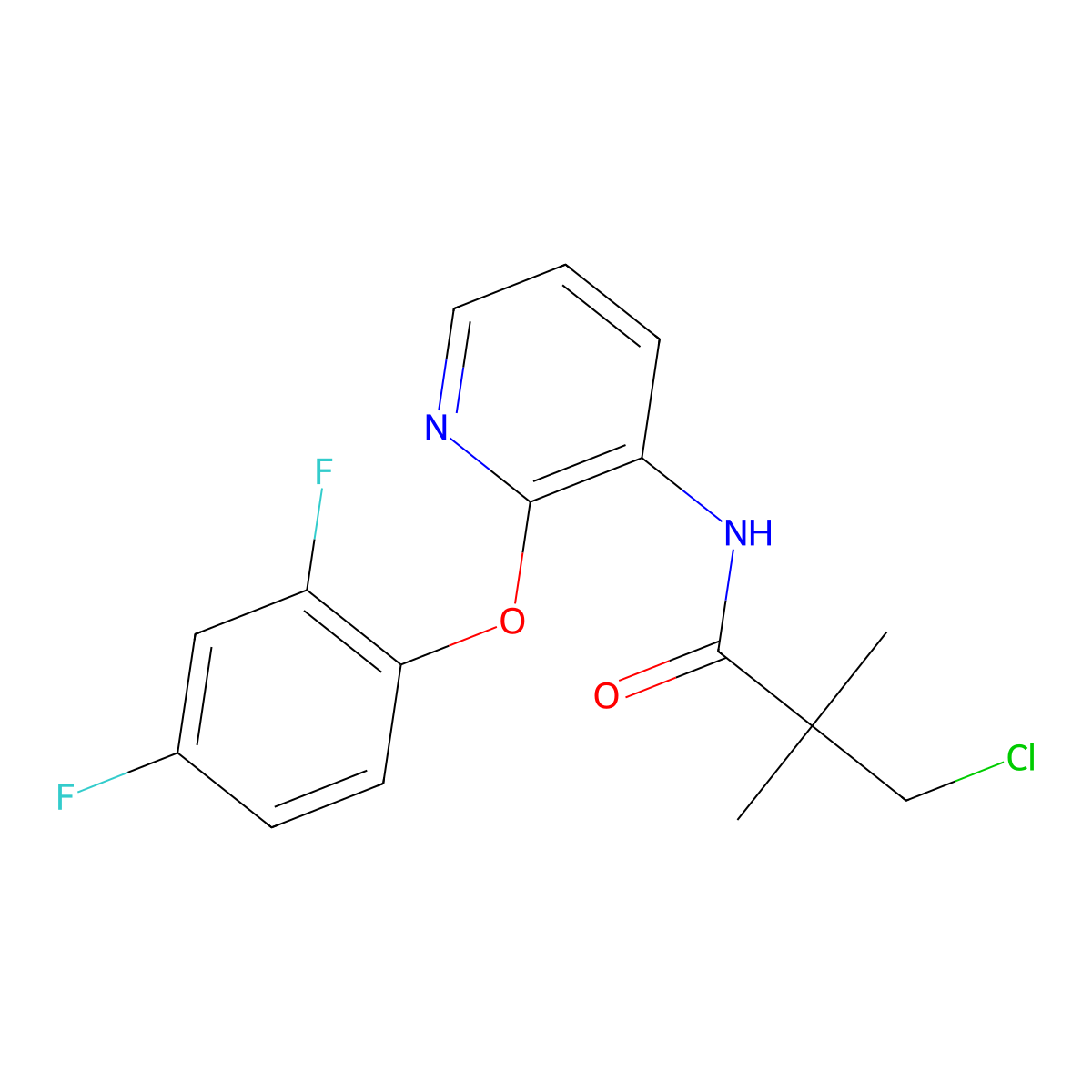 N1-[2-(2,4-Difluorophenoxy)-3-Pyridyl]-3-Chloro-2,2-Dimethylpropanamide molecular structure, CAS 243963-32-8