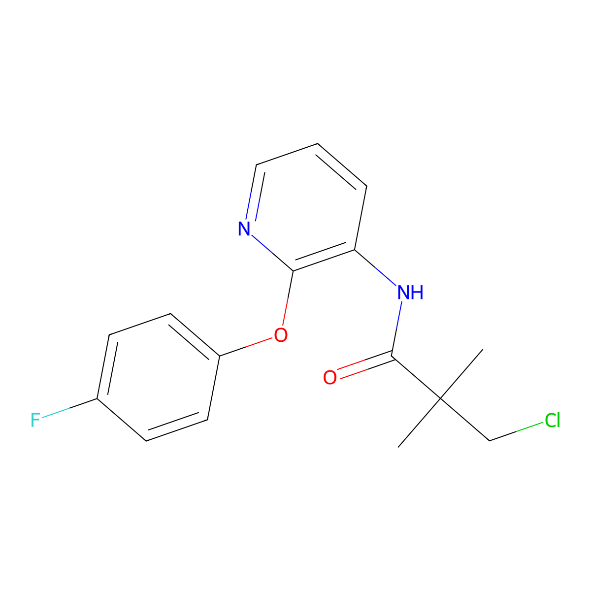 3-Chloro-N-(2-(4-fluorophenoxy)-3-pyridinyl)-2,2-dimethylpropanamide molecular structure, CAS 243963-33-9