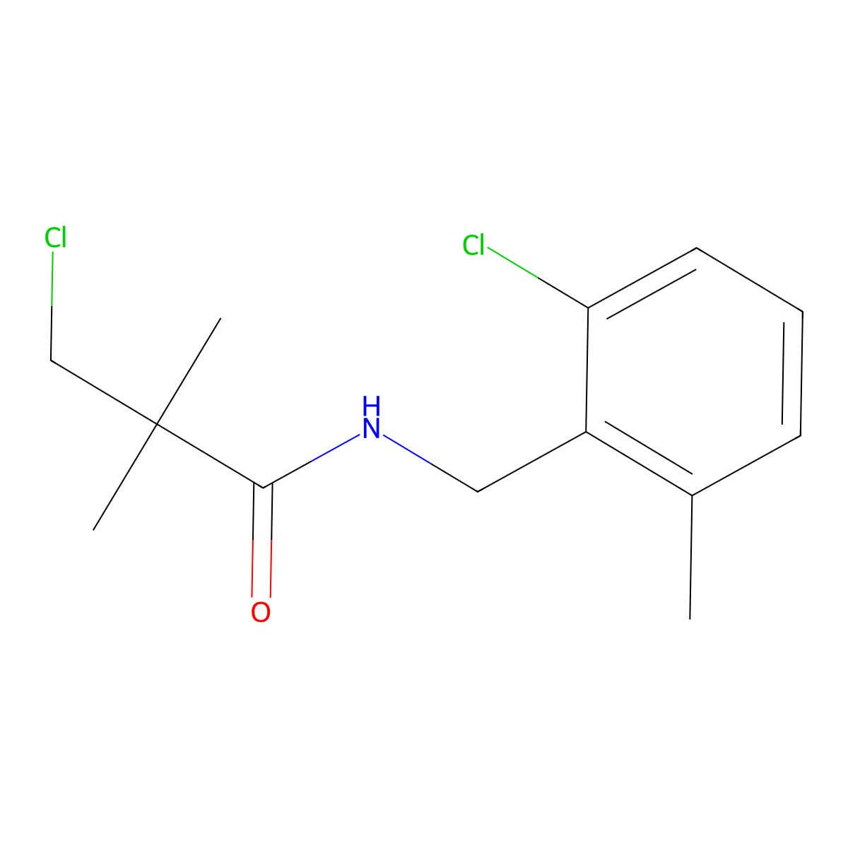 3-chloro-N-[(2-chloro-6-methylphenyl)methyl]-2,2-dimethylpropanamide molecular structure, CAS 243963-44-2