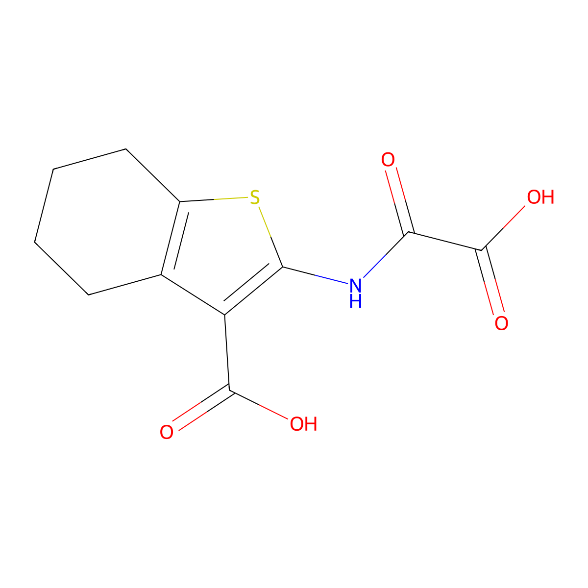 2-[(Carboxycarbonyl)amino]-4,5,6,7-tetrahydro-1-benzothiophene-3-carboxylic acid molecular structure, CAS 243966-03-2