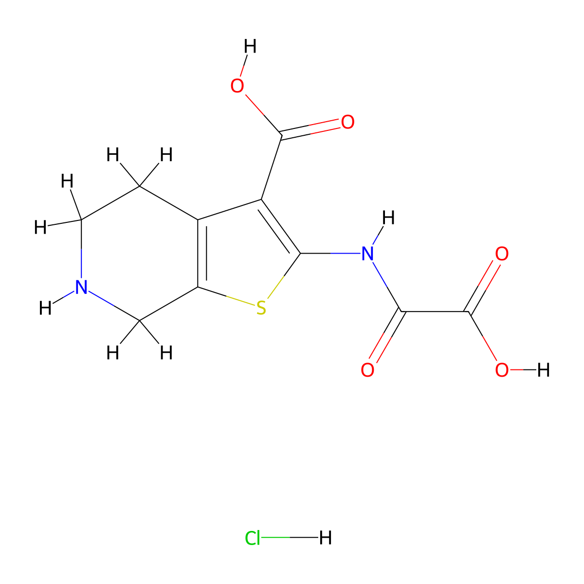 2-[(Carboxycarbonyl)amino]-4,5,6,7-tetrahydrothieno[2,3-C]pyridine-3-carboxylic acid hydrochloride molecular structure, CAS 243966-09-8