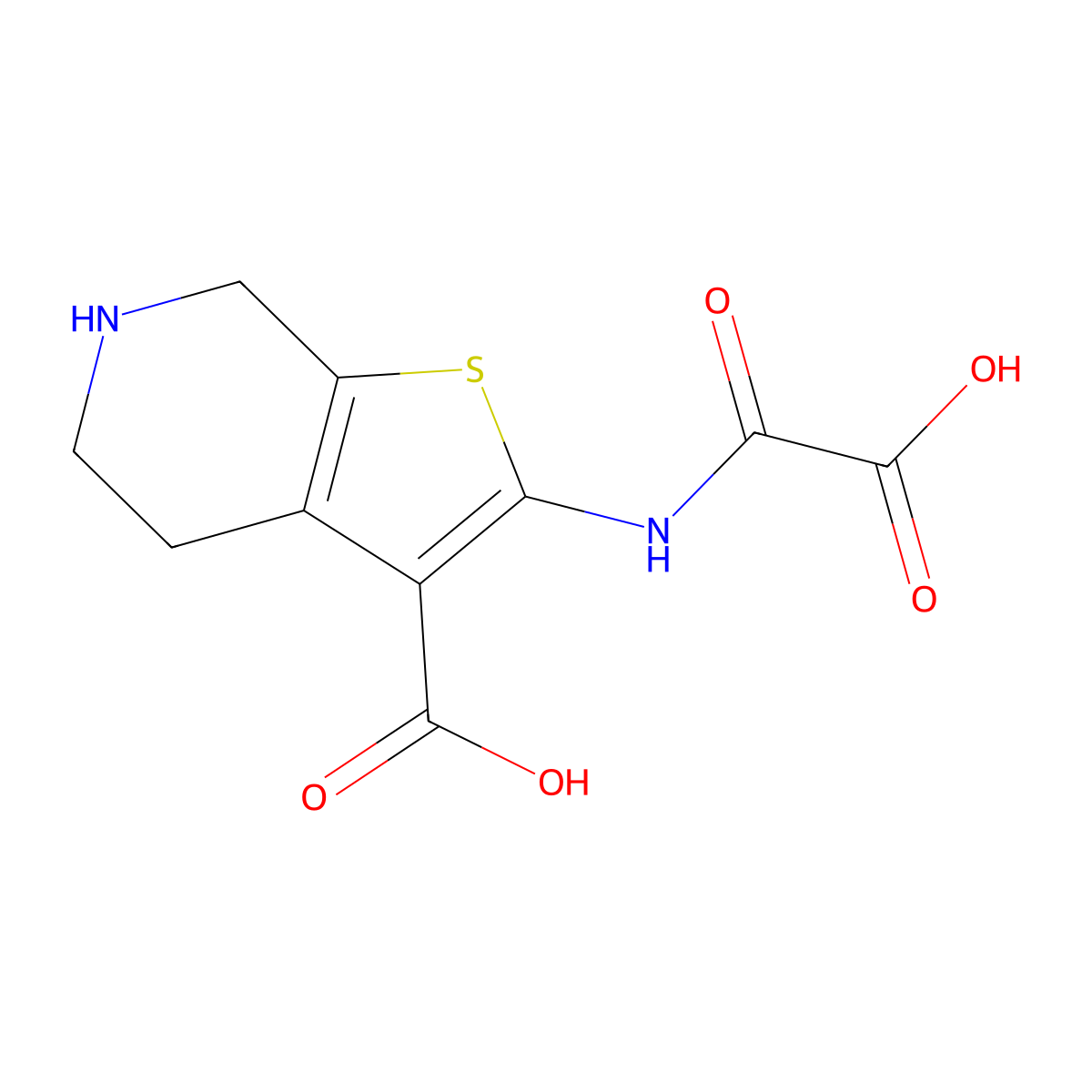 2-(Oxalyl-Amino)-4,5,6,7-Tetrahydro-Thieno[2,3-C]Pyridine-3-Carboxylic Acid molecular structure, CAS 243967-42-2