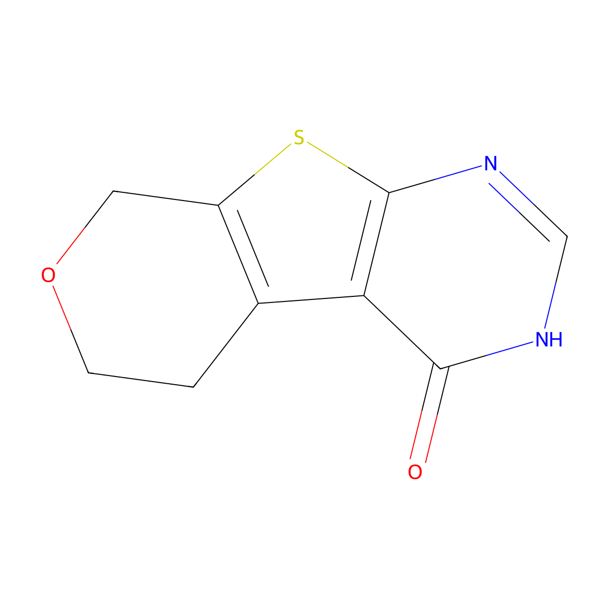 5,6-Dihydro-3H-pyrano[4',3':4,5]thieno[2,3-D]pyrimidin-4(8H)-one molecular structure, CAS 243968-07-2