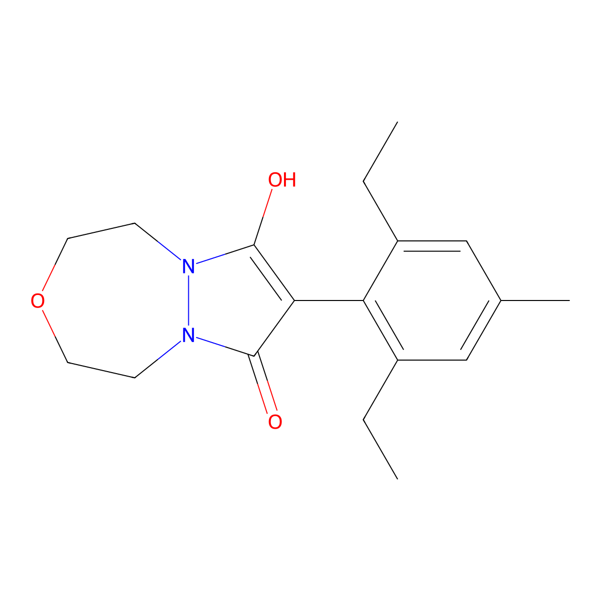 8-(2,6-diethyl-4-methylphenyl)-9-hydroxy-1,2,4,5-tetrahydro-7H-pyrazolo[1,2-d][1,4,5]oxadiazepin-7-one molecular structure, CAS 243973-19-5